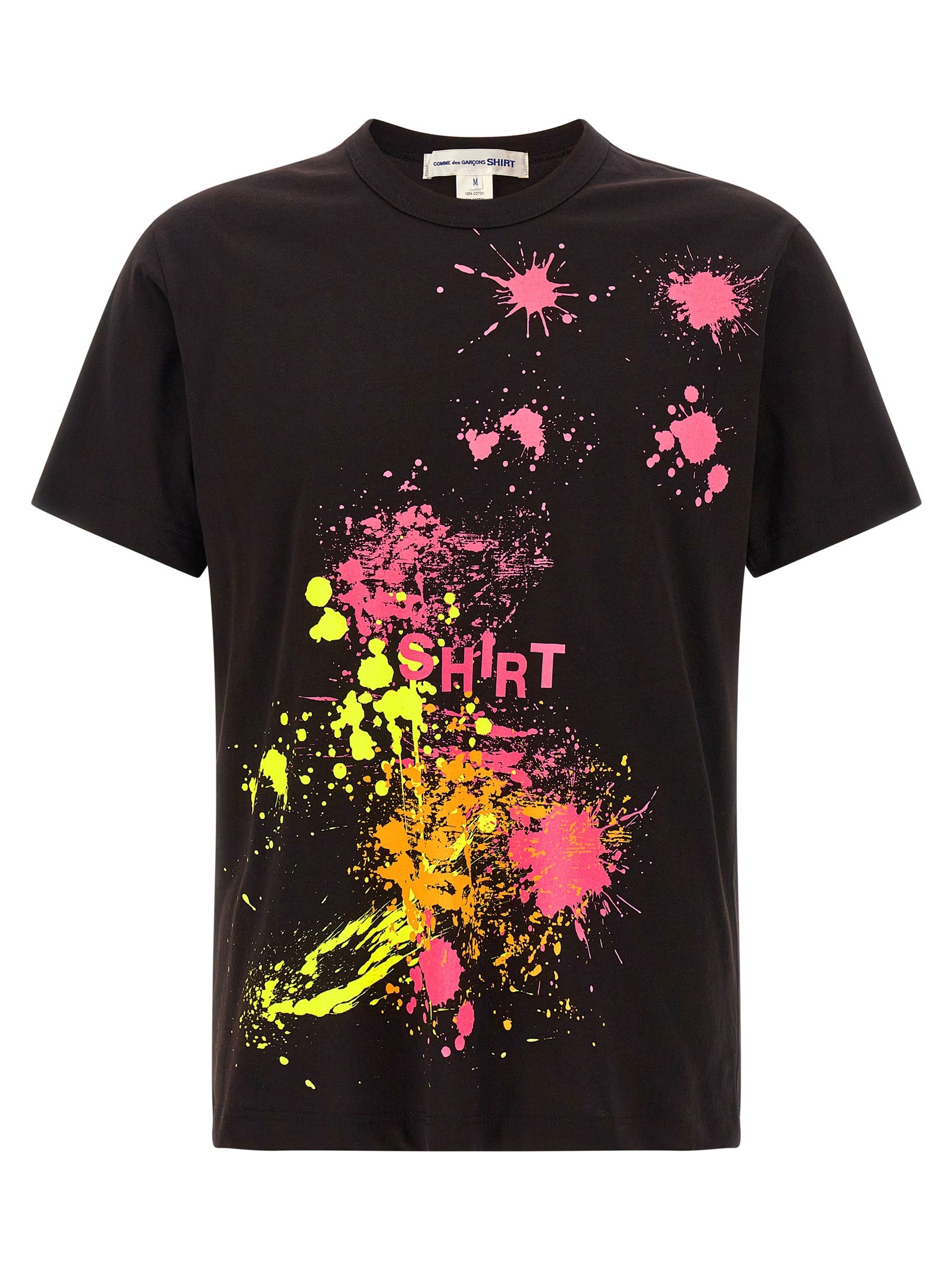 Comme des Garçons Neon Splatter Graphic T-Shirt — Black by Comme Des Garcons