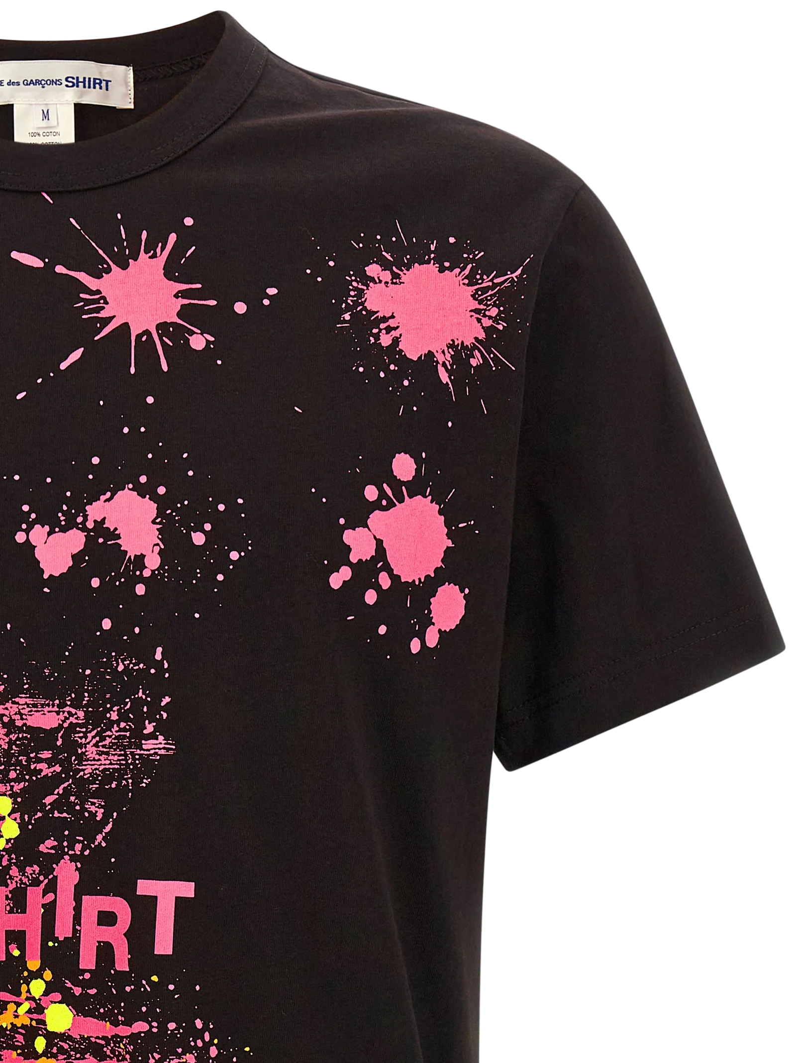 Comme des Garçons Neon Splatter Graphic T-Shirt — Black, view 3