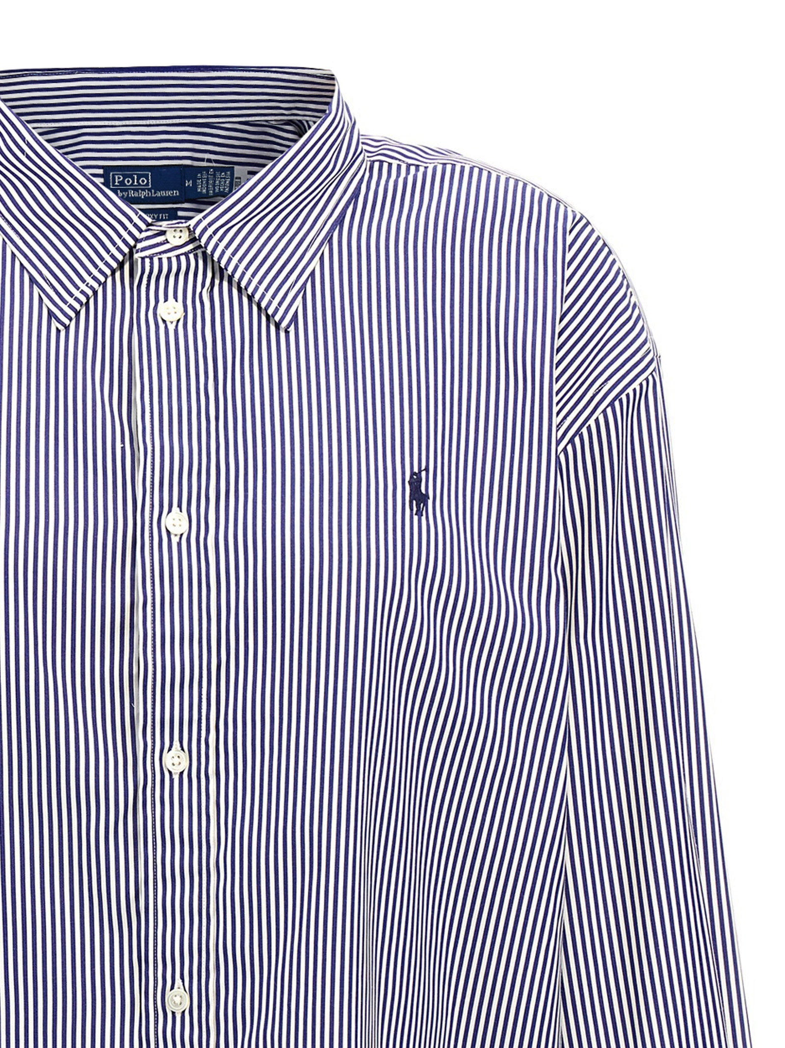 Polo Ralph Lauren Striped Cotton Poplin Shirt — Navy, view 3