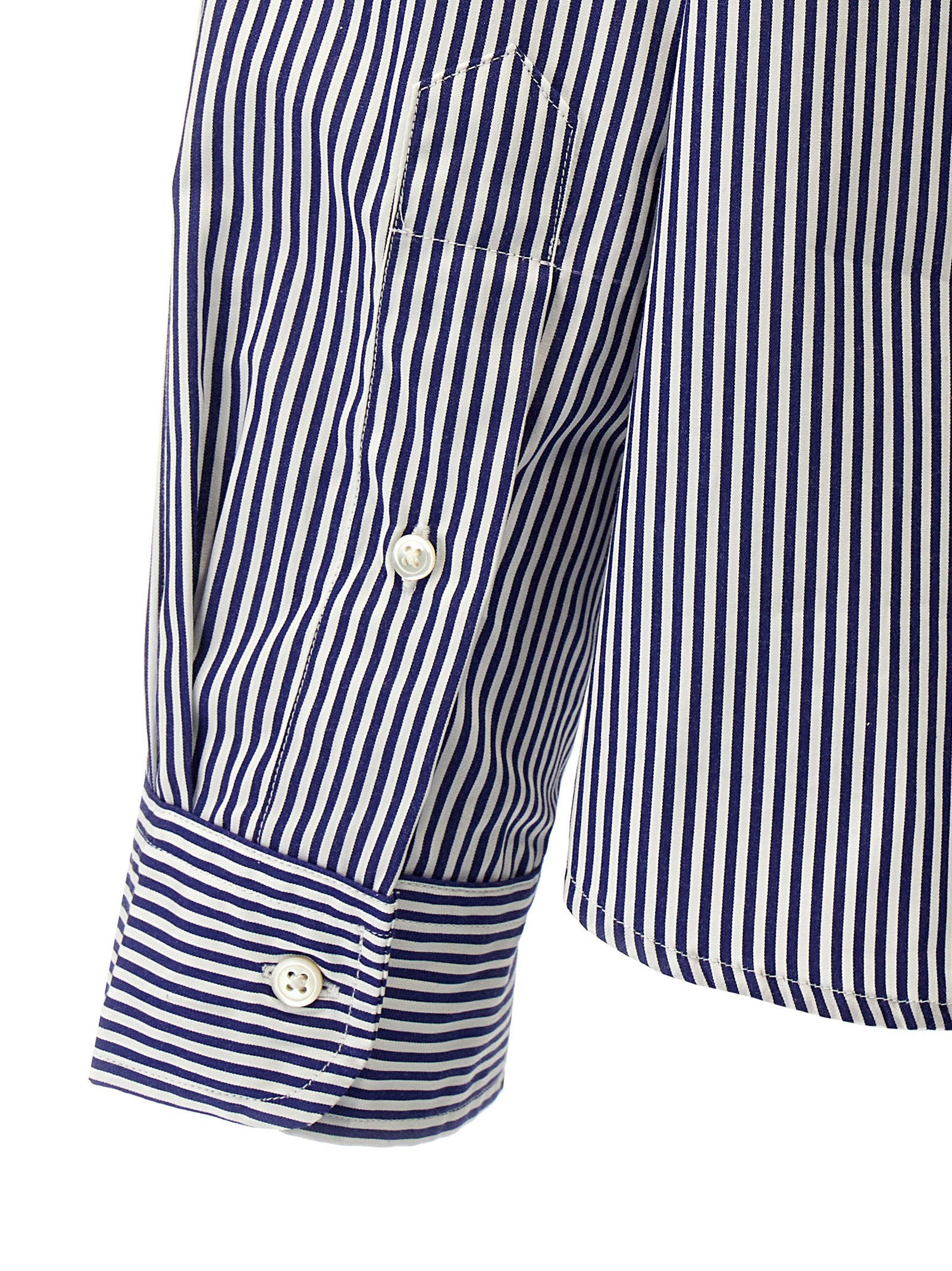 Polo Ralph Lauren Striped Cotton Poplin Shirt — Navy, view 4