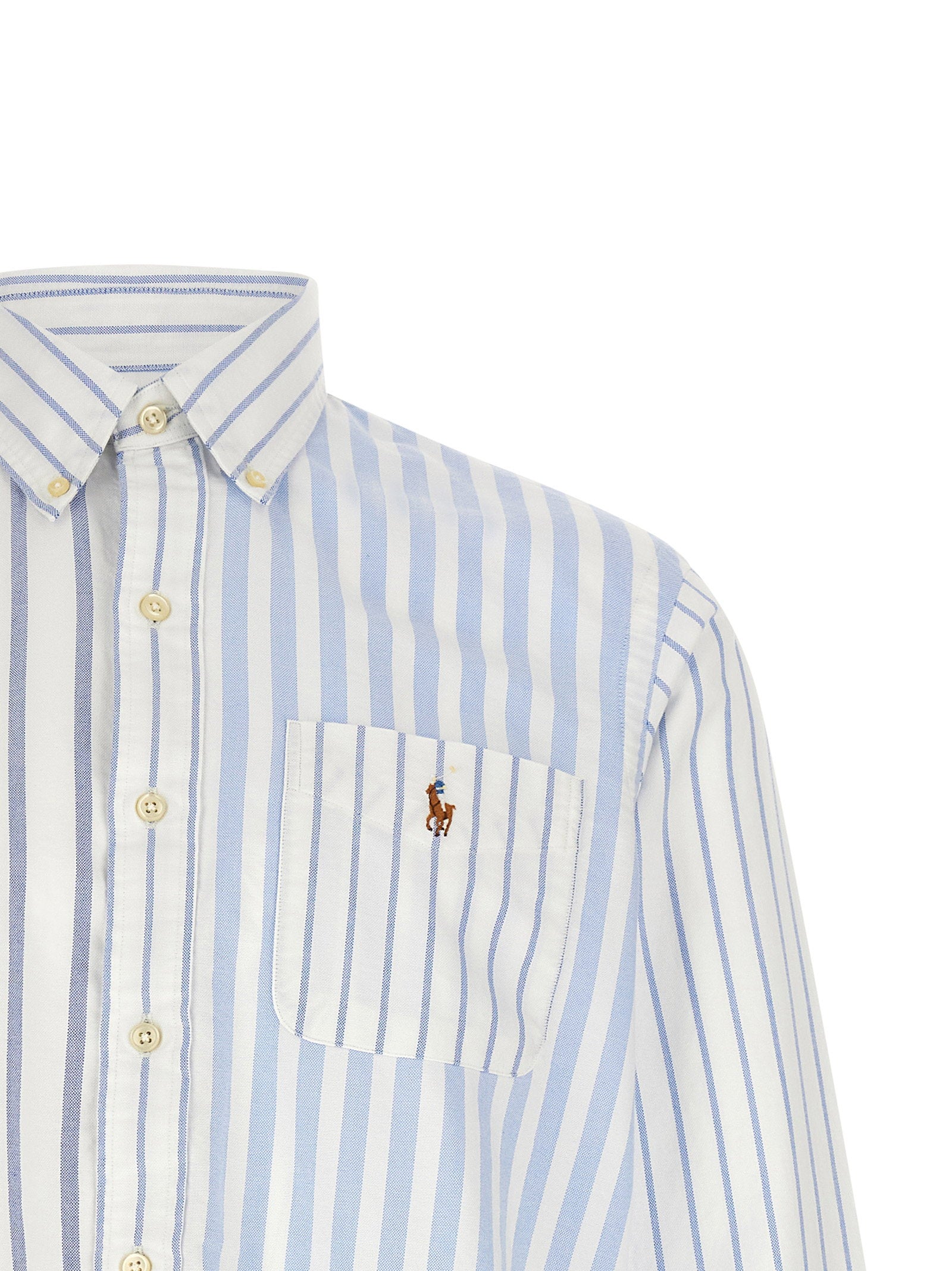 Polo Ralph Lauren Striped Oxford Cotton Shirt — Blue - XL, view 3