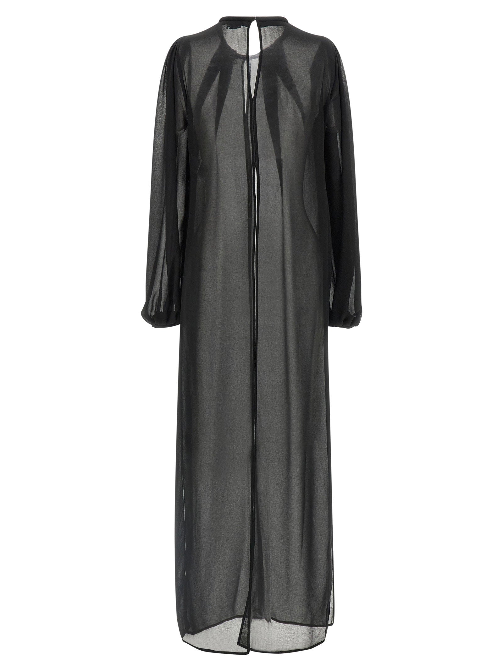 Elisabetta Franchi Draped Georgette Tunic — Black, view 2