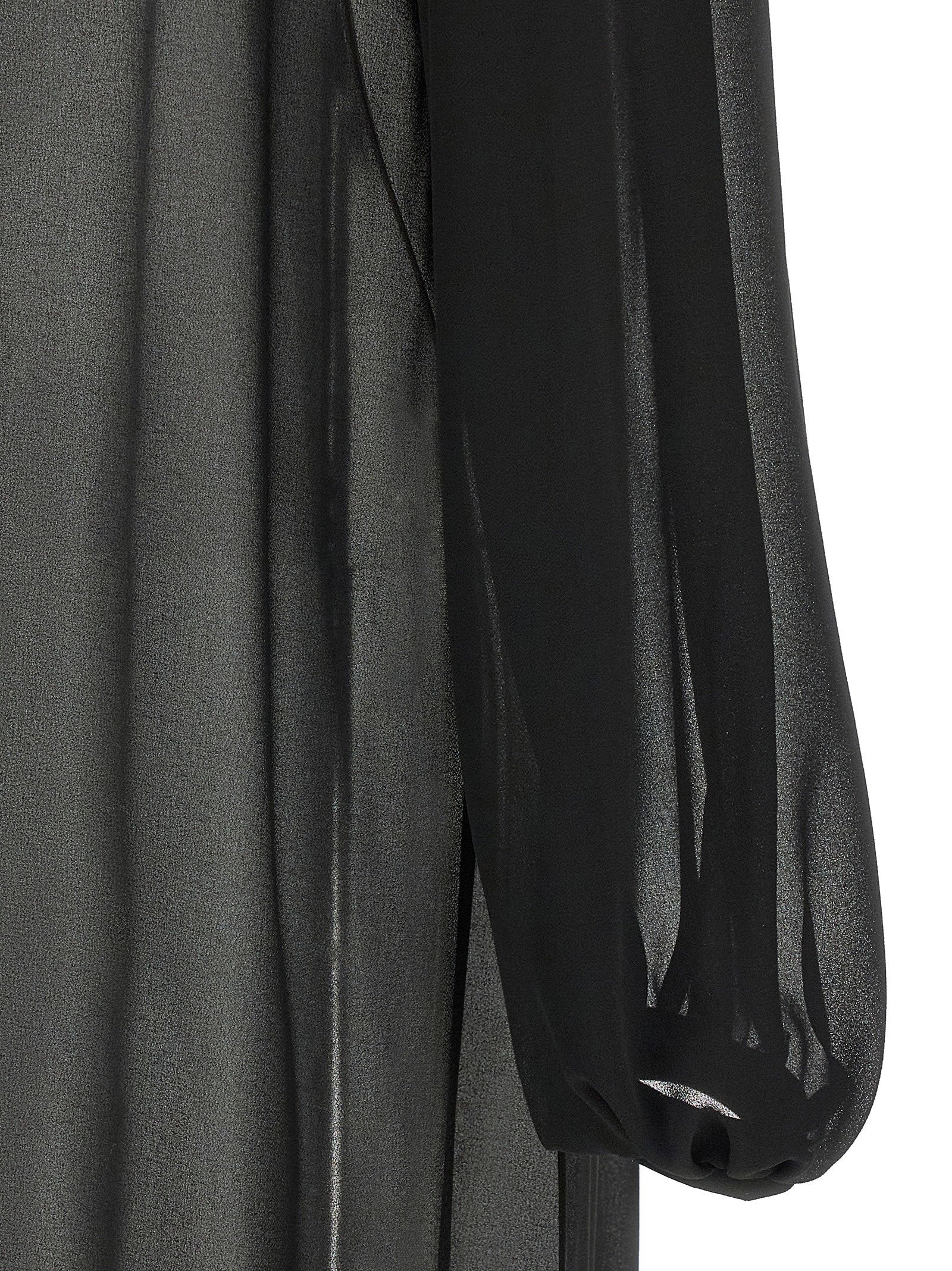 Elisabetta Franchi Draped Georgette Tunic — Black, view 4