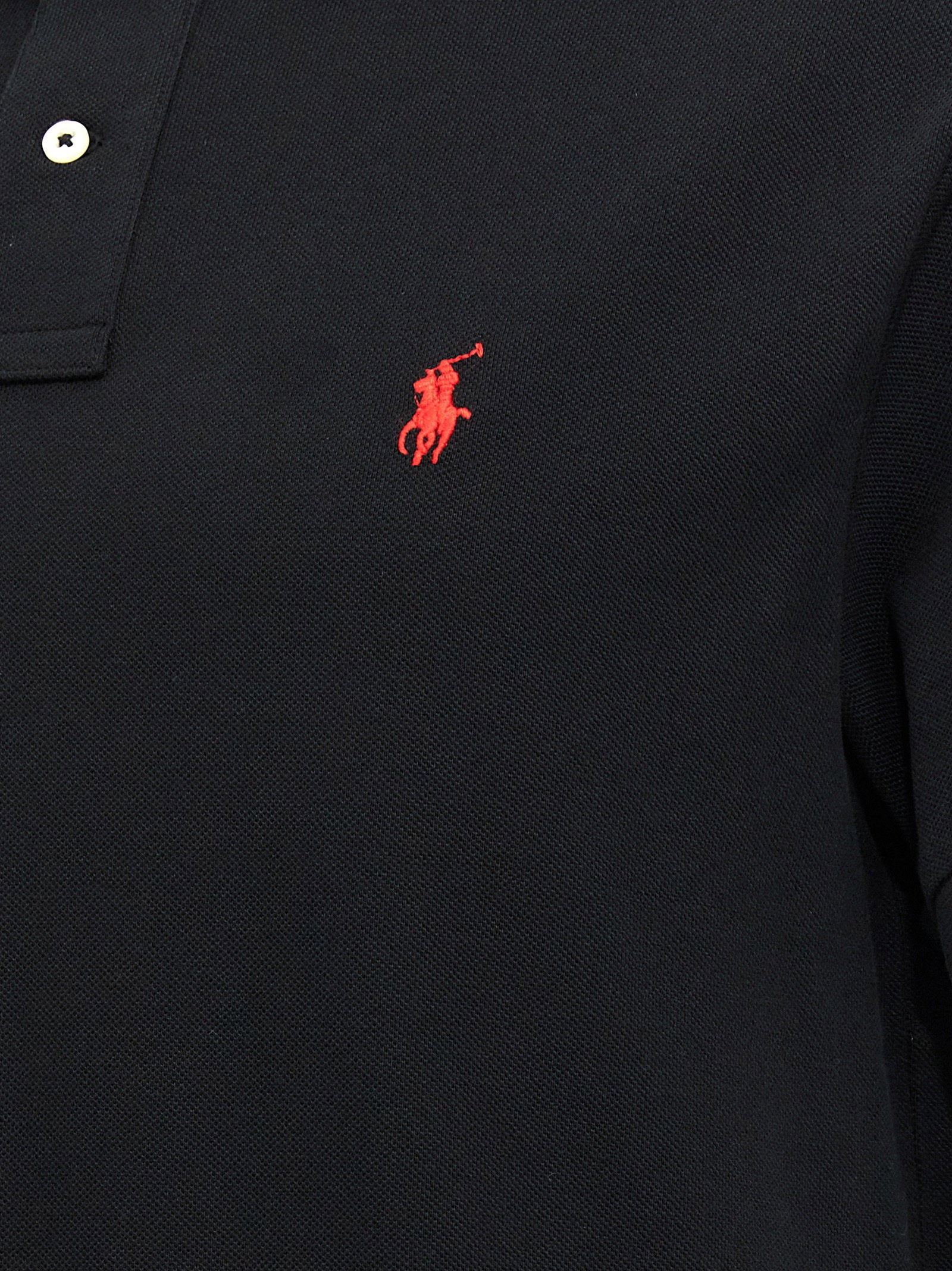 Polo Ralph Lauren Embroidered Logo Polo — Black, view 4