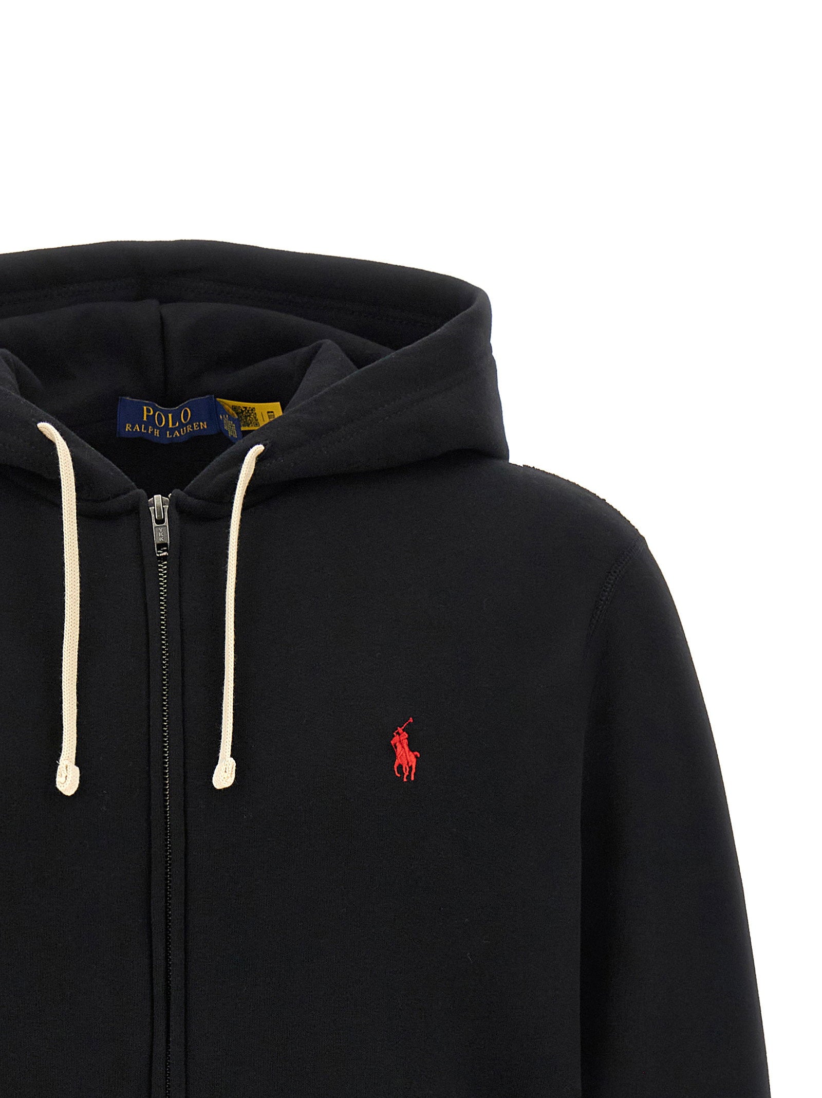 Polo Ralph Lauren Logo-Embroidered Cotton Hoodie — Black - S, view 3