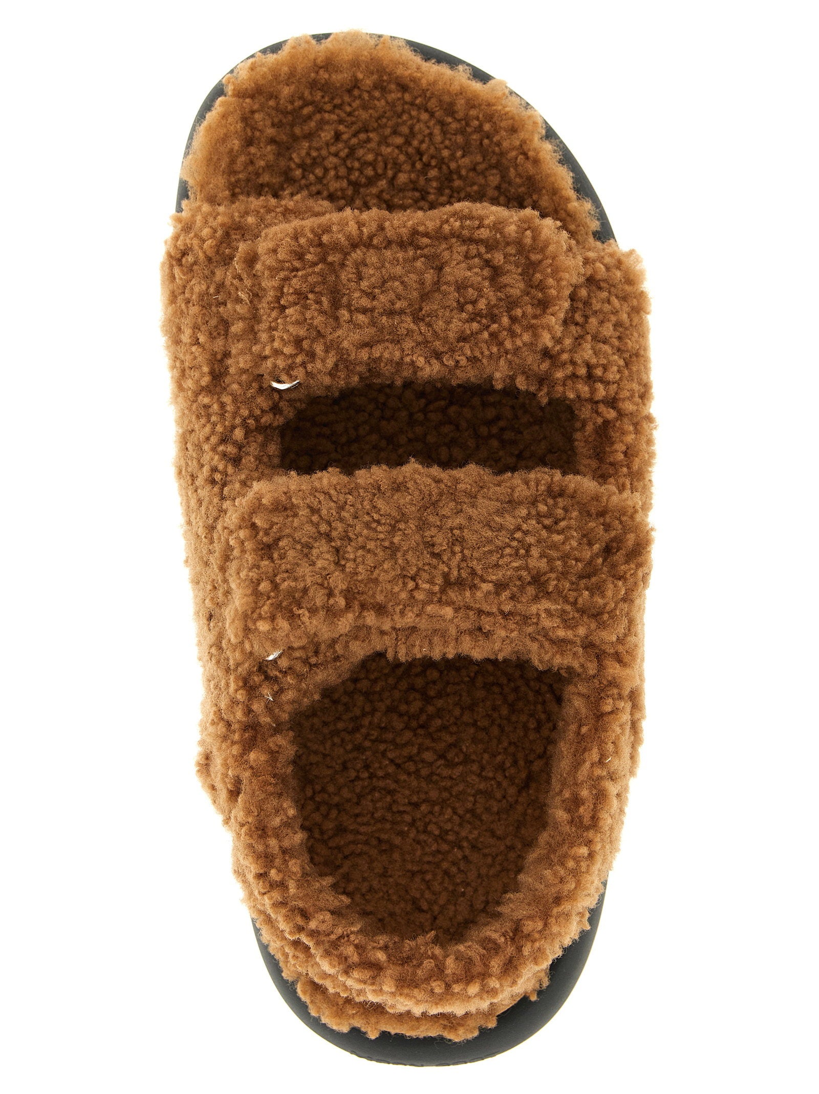 Moon Boot Shearling Sandal — Brown, view 4