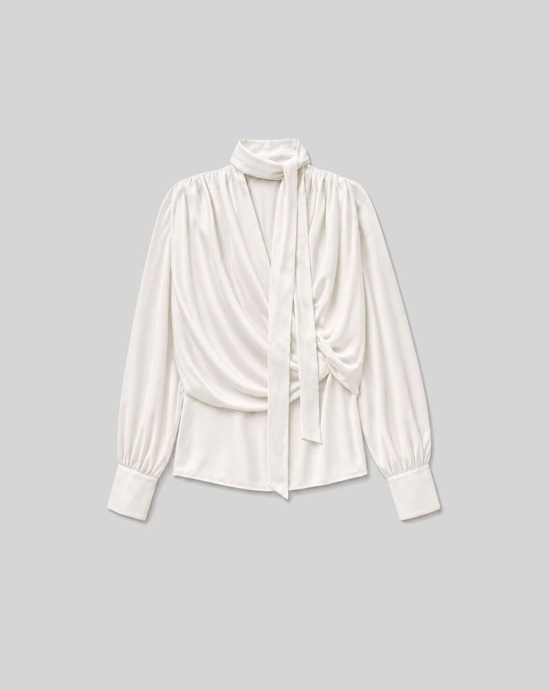 Iro Draped Tie-Neck Shirt — White by Iro