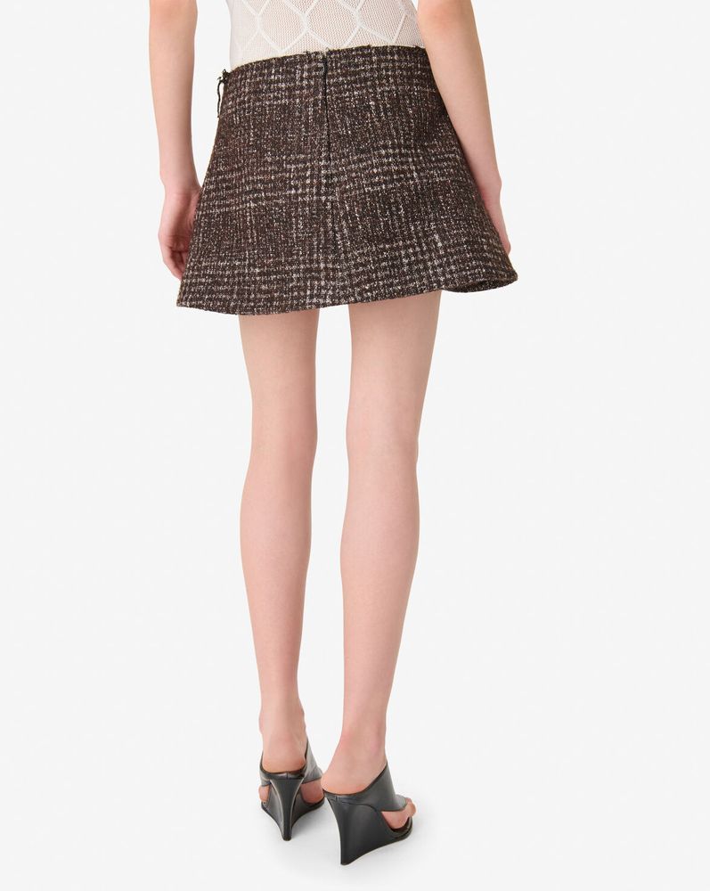 Iro Textured Tweed Skirt — Brown, view 3