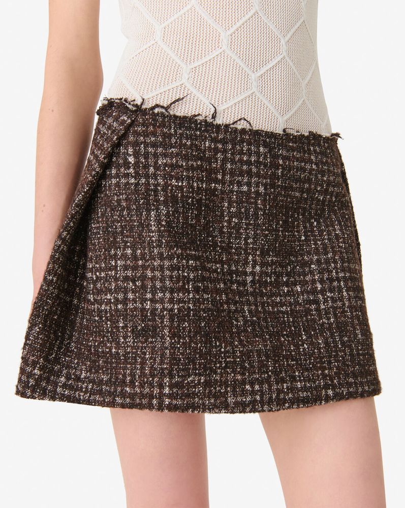 Iro Textured Tweed Skirt — Brown, view 4