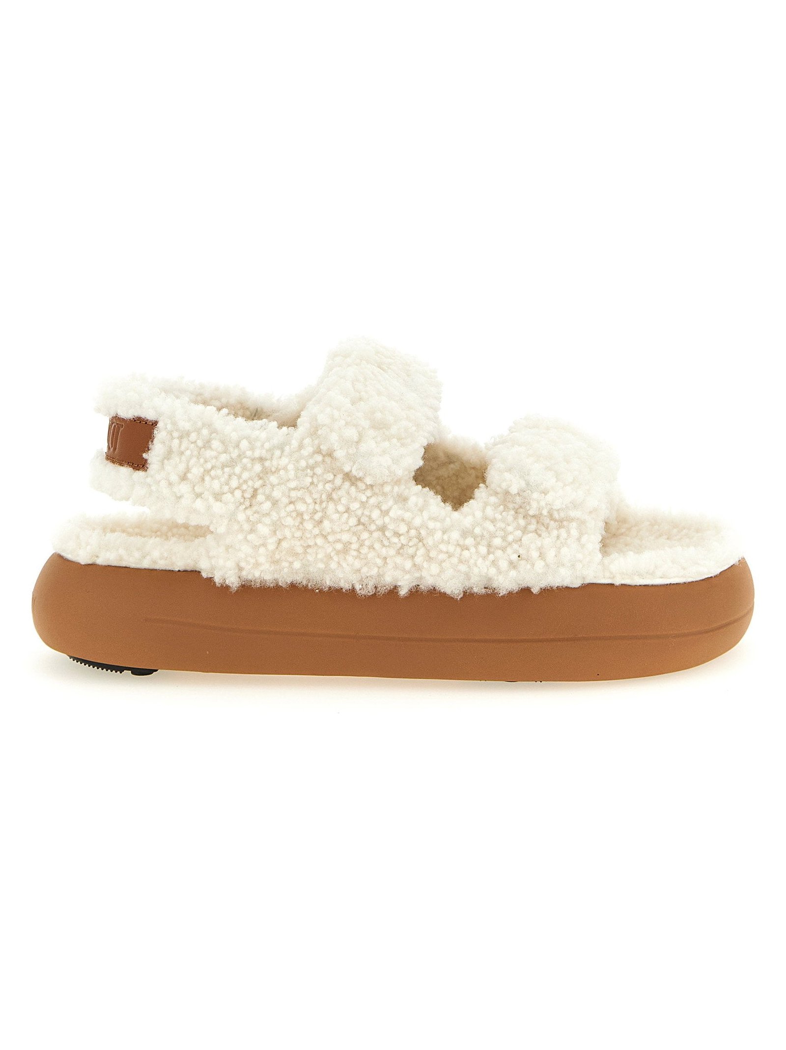Moon Boot Shearling Sandals — White by Moon Boot