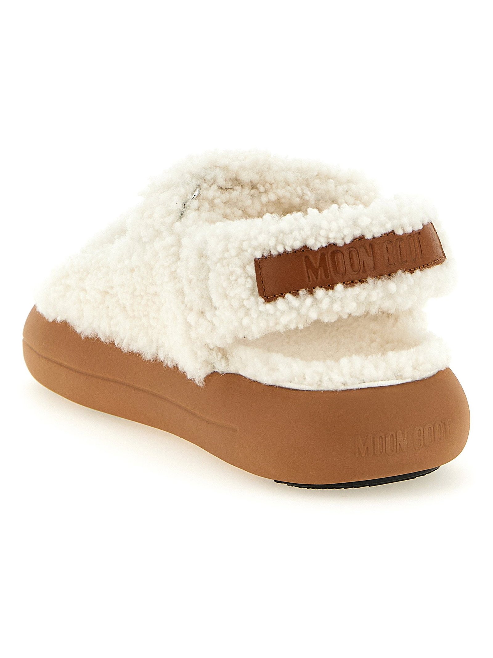 Moon Boot Shearling Sandals — White, view 3