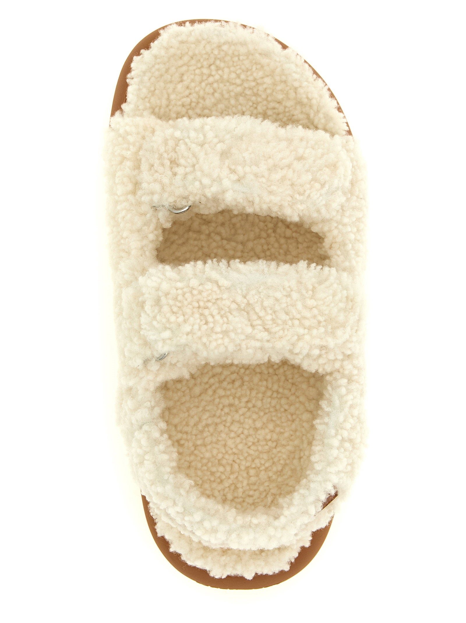 Moon Boot Shearling Sandals — White, view 4