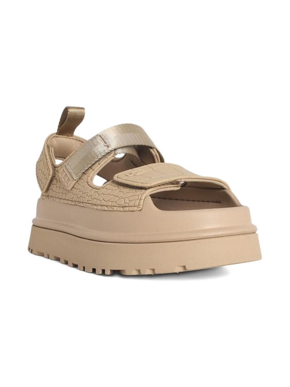 Ugg Embossed Calfskin Sandals — Beige, view 3