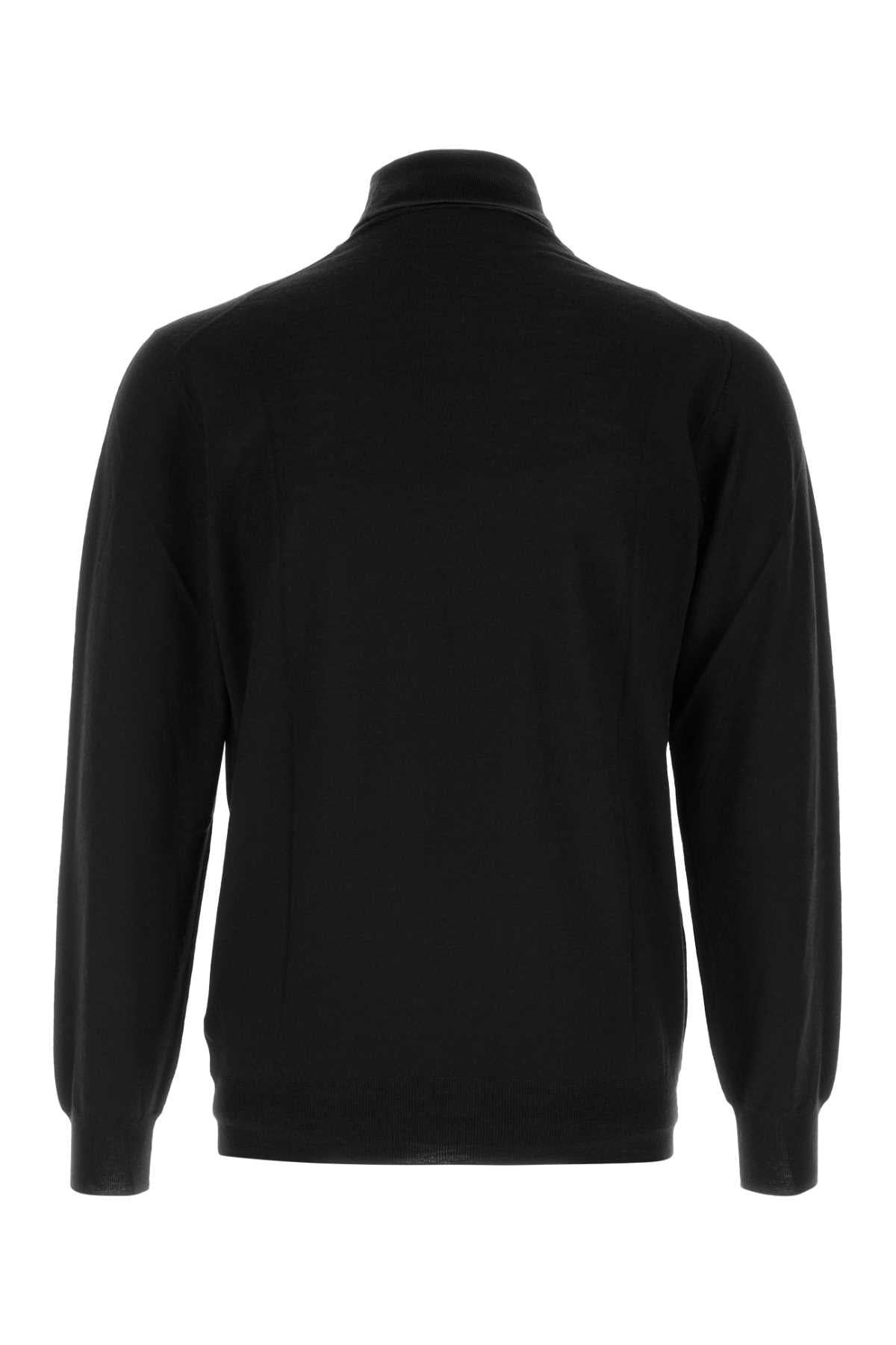 Fedeli Virgin Wool Turtleneck Sweater — Black, view 2