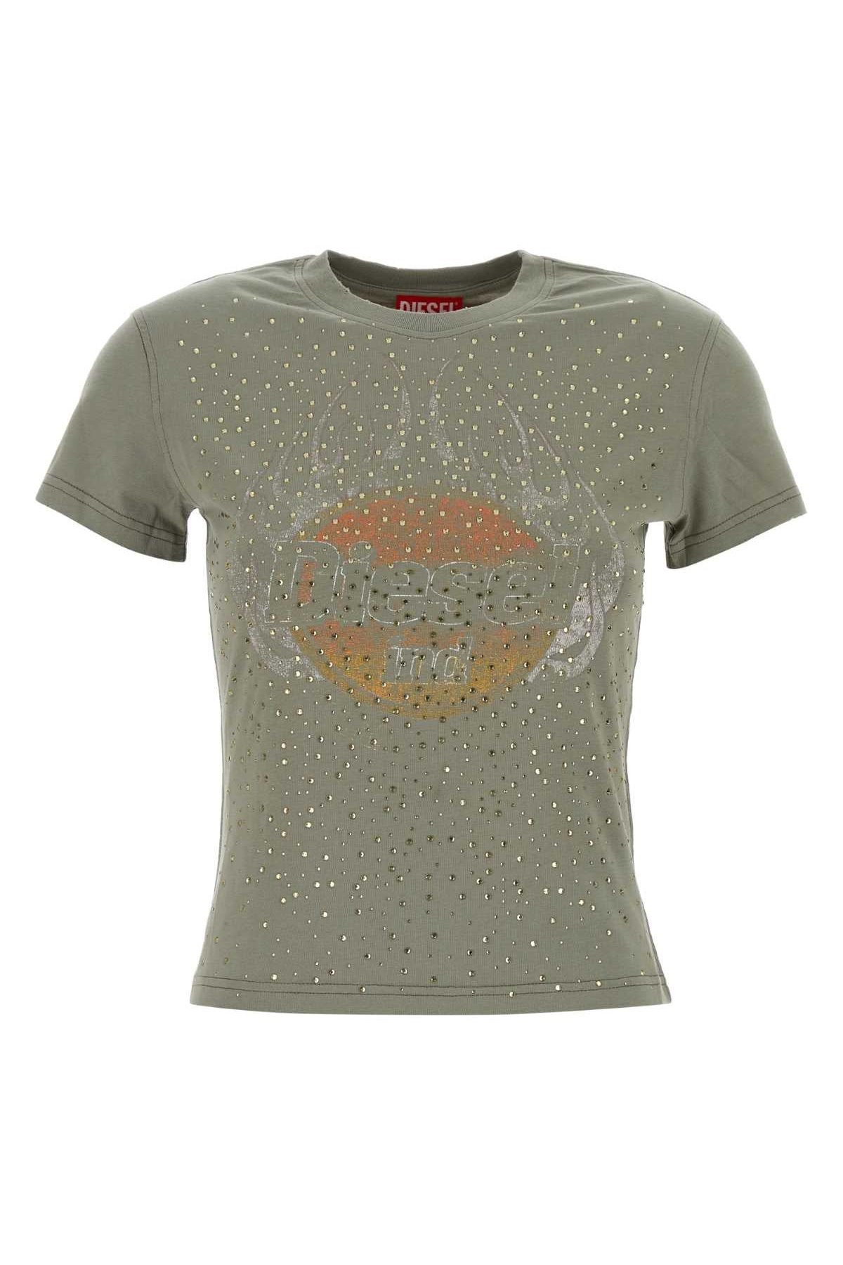 Diesel Embellished Cotton T-Shirt — Green by Diesel