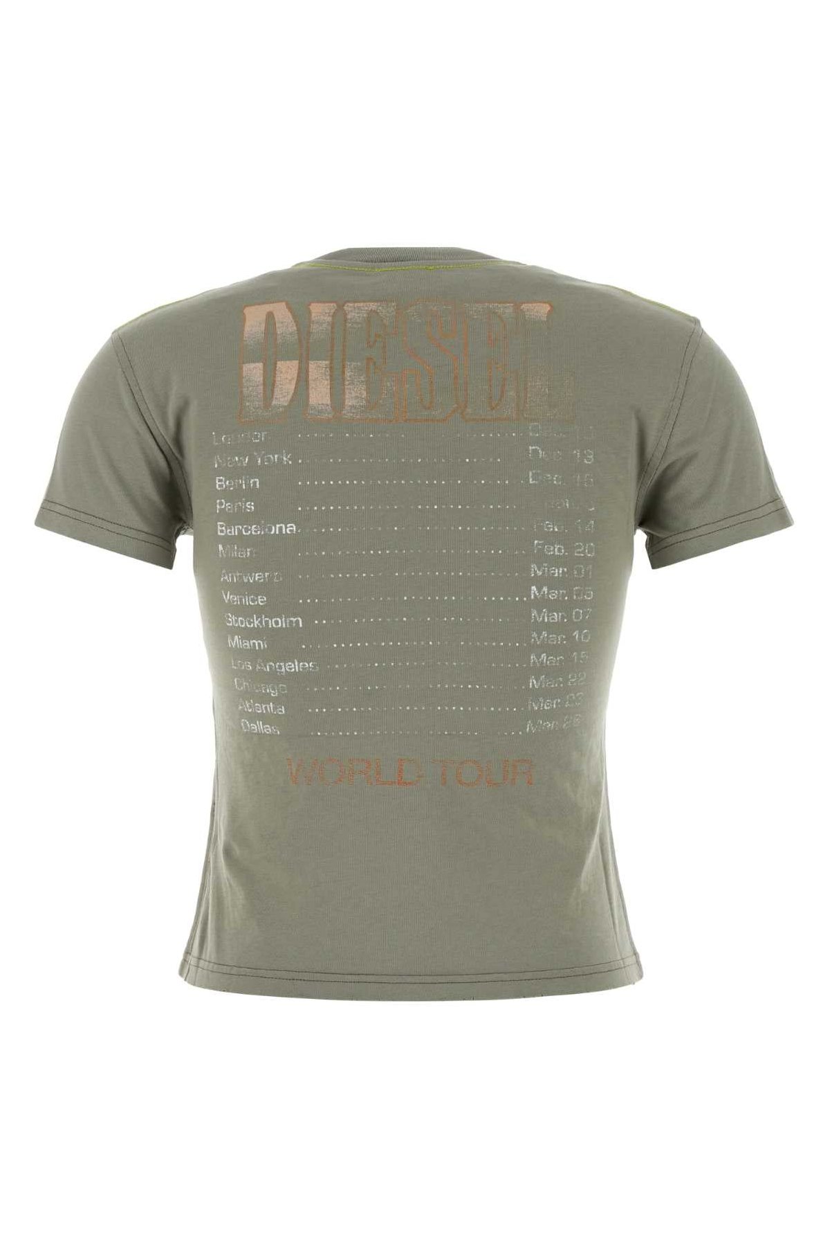 Diesel Embellished Cotton T-Shirt — Green, view 2