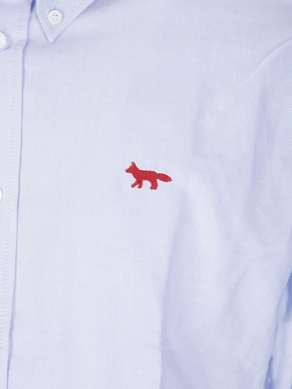 Maison Kitsuné Embroidered Fox Logo Shirt — Light Blue, view 2