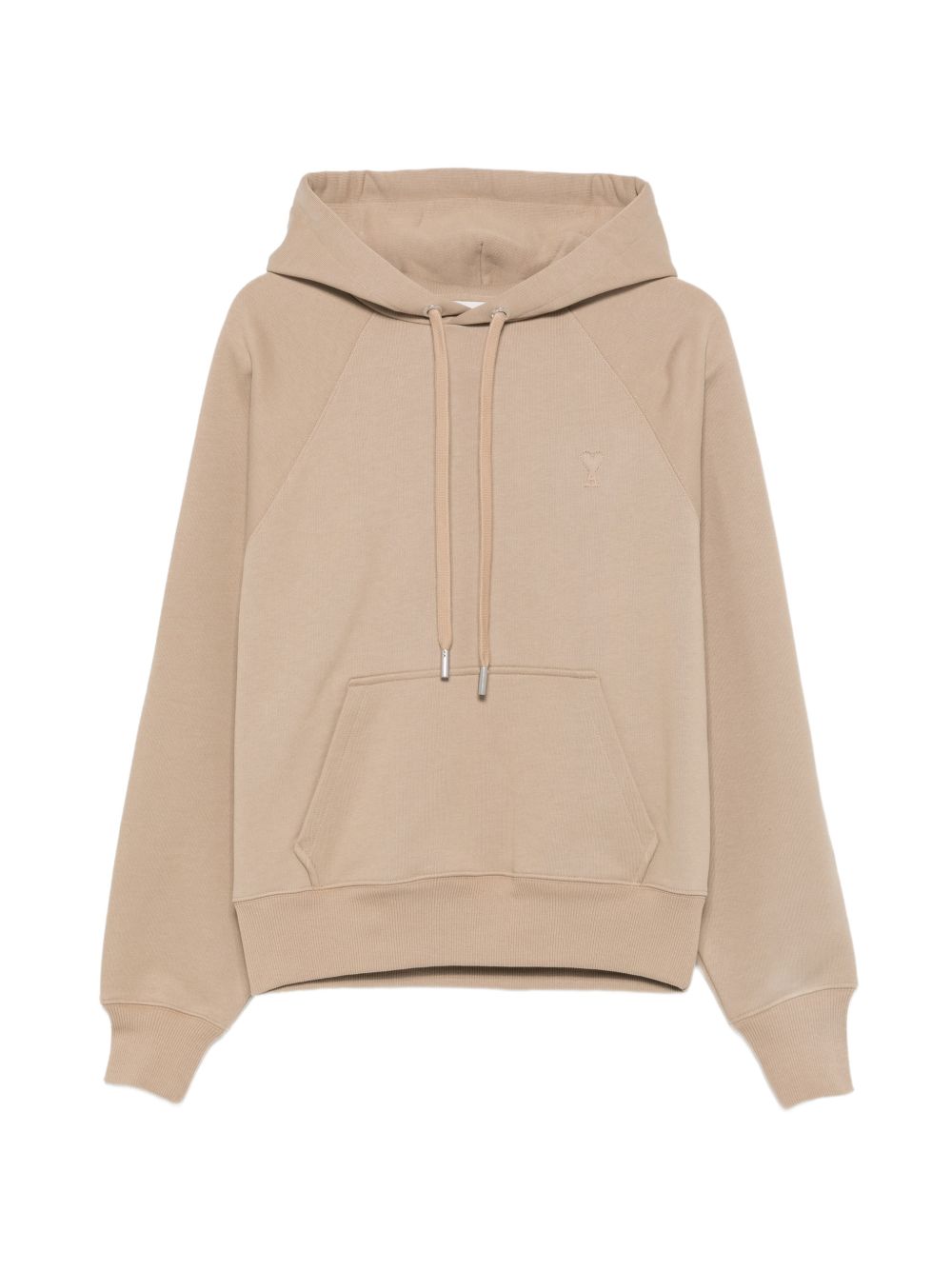 Ami Paris Ami de Coeur Embroidered Cotton Hoodie — Beige by AMI Paris