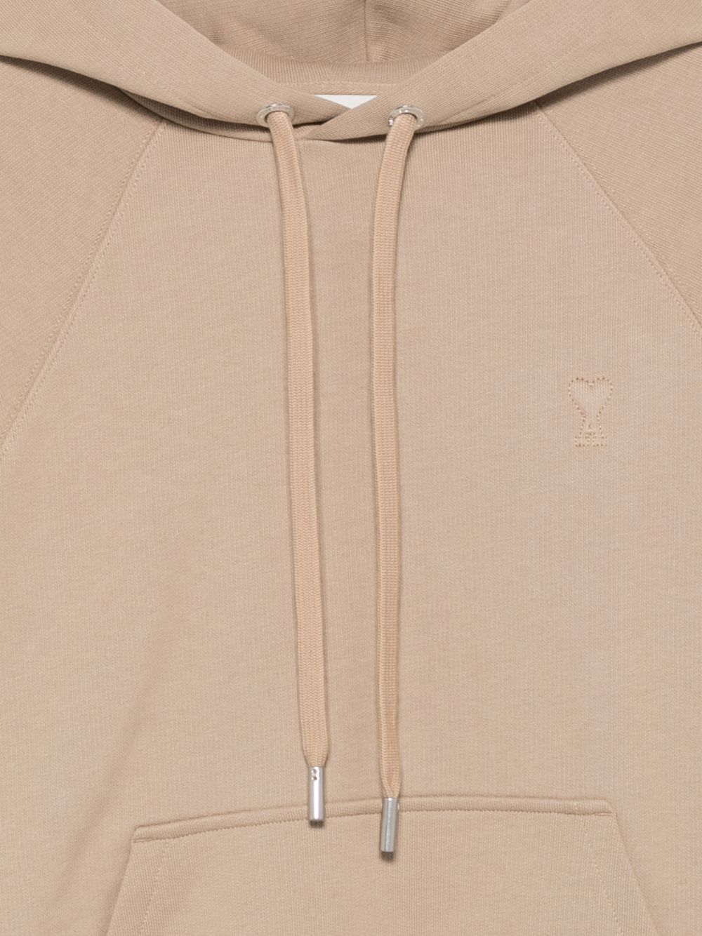 Ami Paris Ami de Coeur Embroidered Cotton Hoodie — Beige, view 3