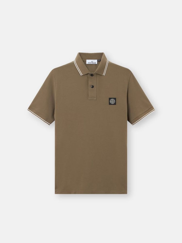 Stone Island Striped Tipped Polo — Khaki by Stone Island
