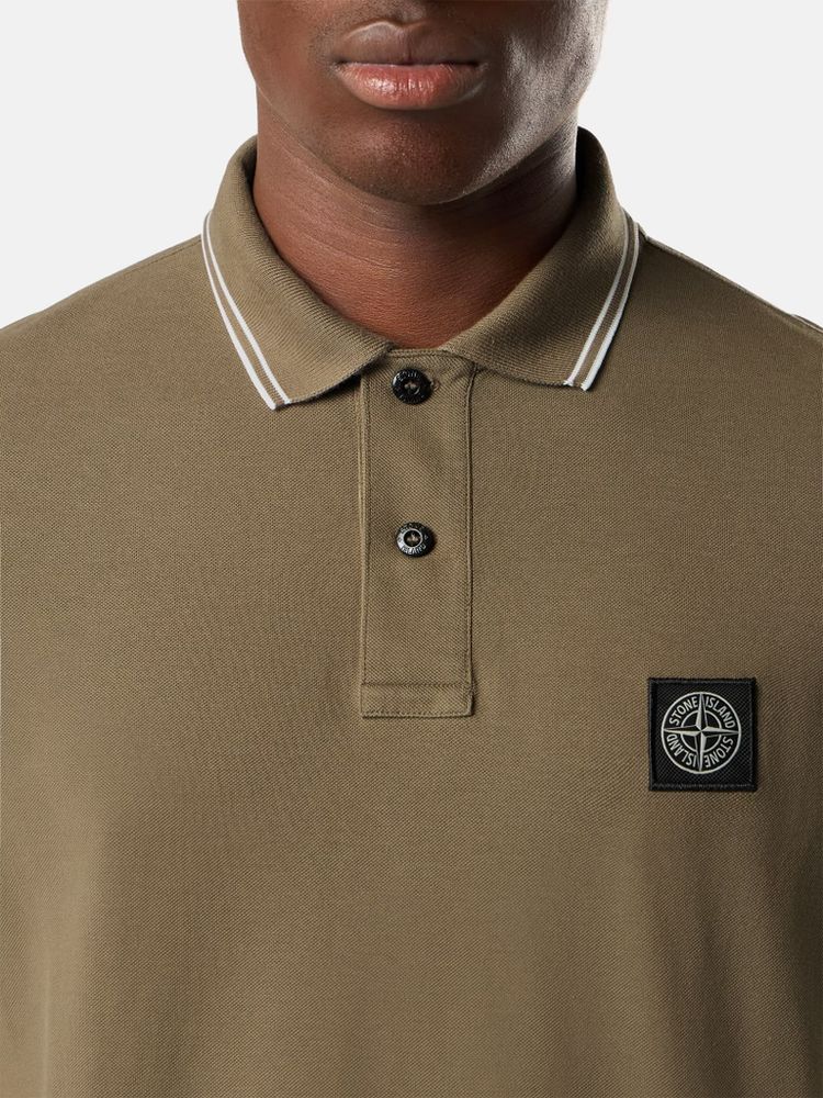 Stone Island Striped Tipped Polo — Khaki, view 2