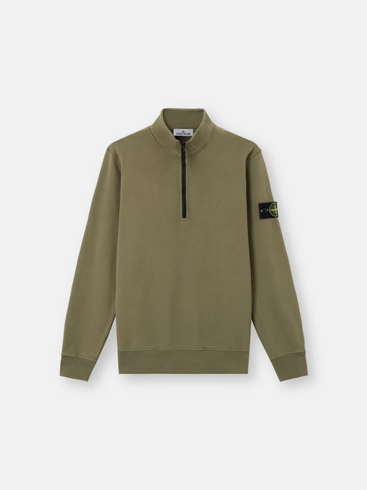 Stone Island Half-Zip Cotton Sweatshirt — Khaki by Stone Island
