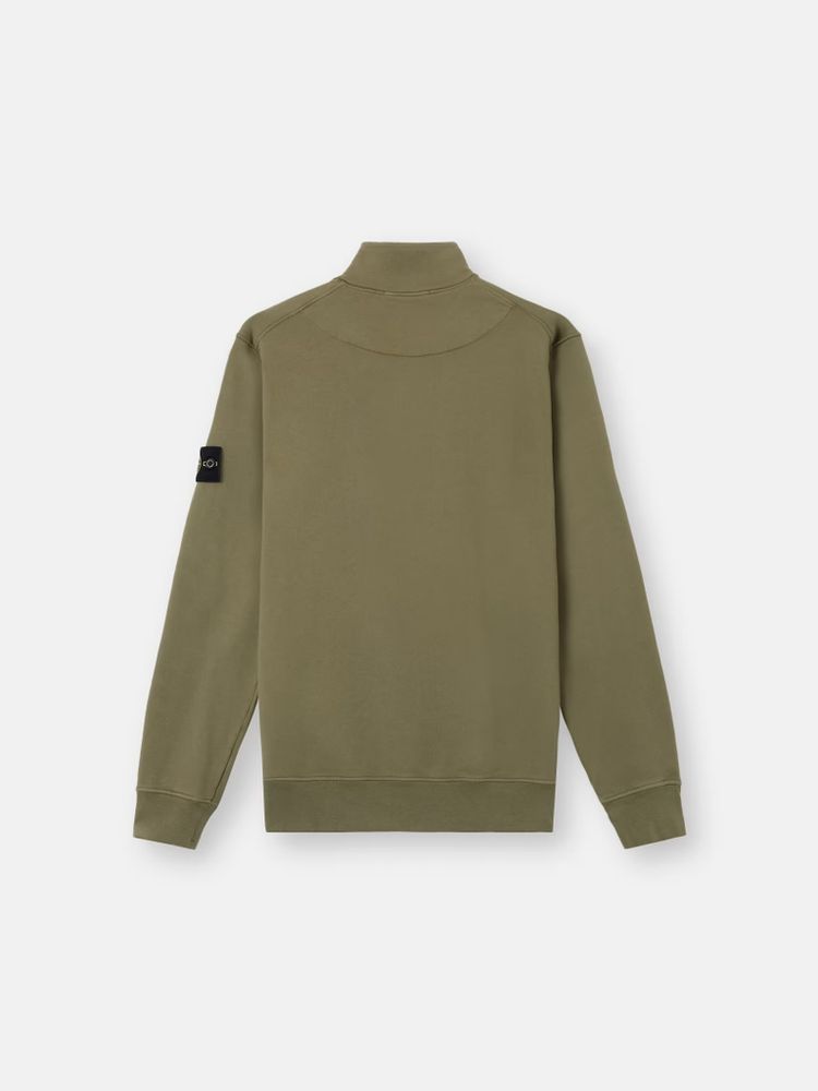 Stone Island Half-Zip Cotton Sweatshirt — Khaki, view 3