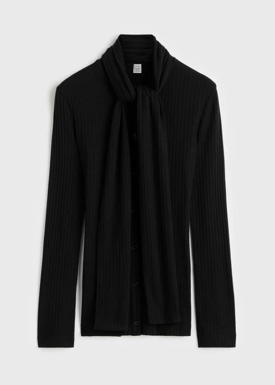 Toteme Ribbed Blouse — Black by Toteme