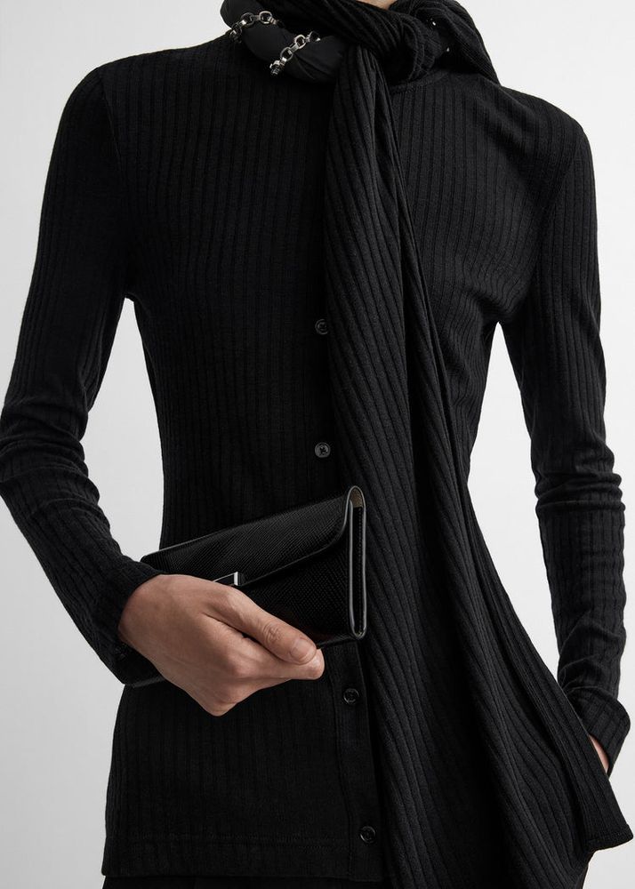 Toteme Ribbed Blouse — Black, view 2