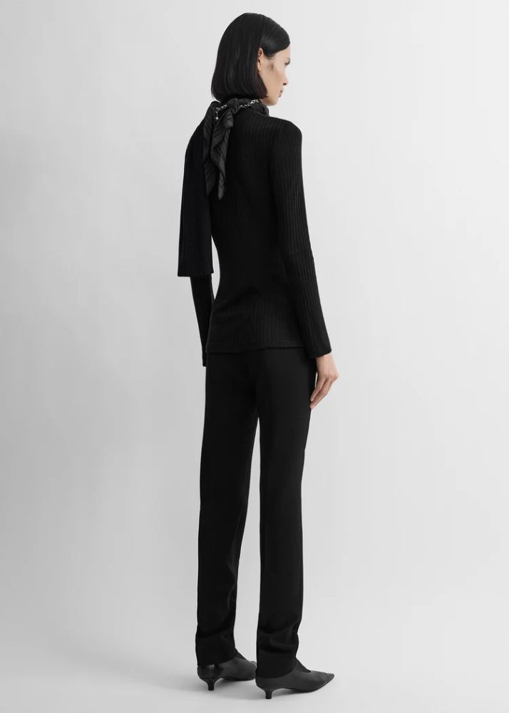 Toteme Ribbed Blouse — Black, view 3