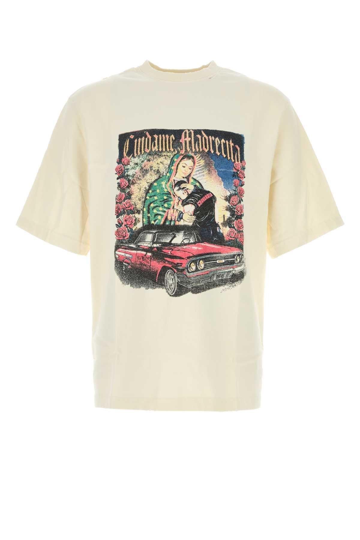 Willy Chavarria Cuidame Madrecita T-Shirt — Beige by Willy Chavarria