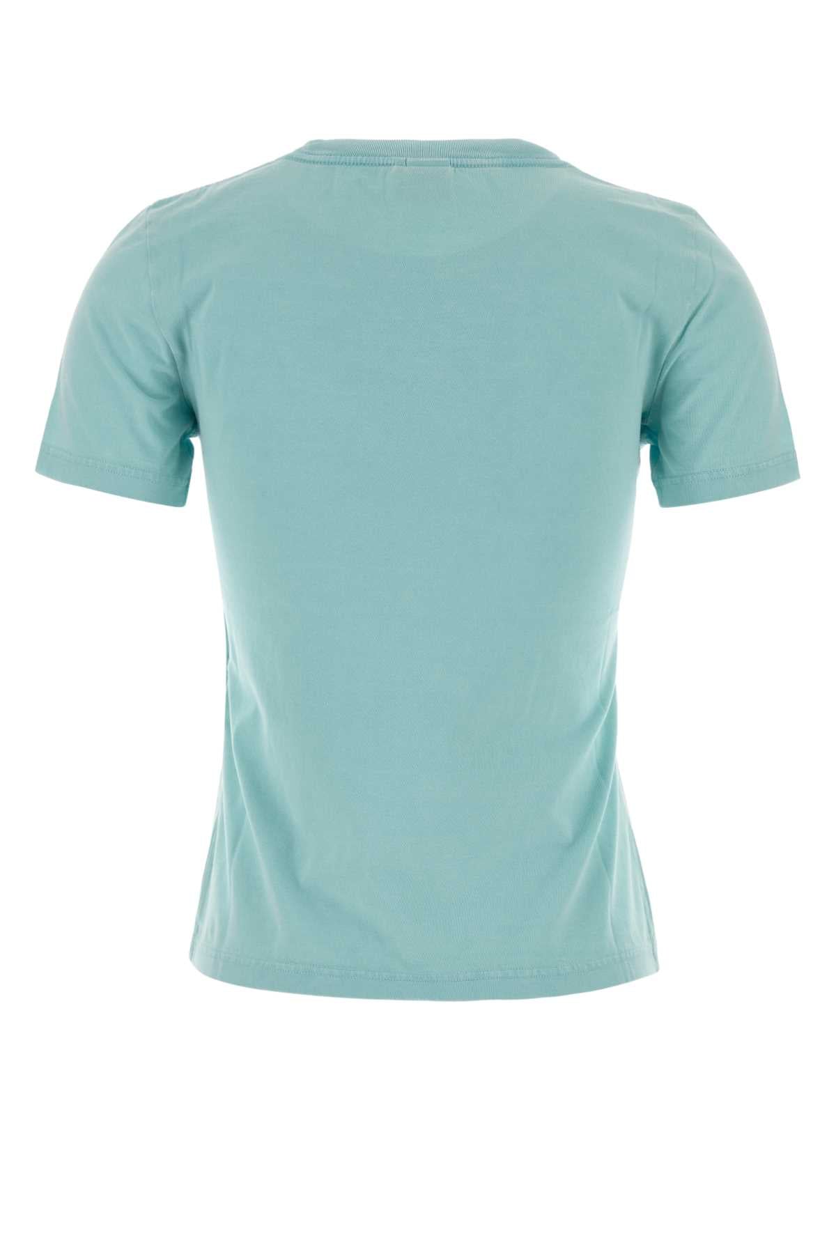 Chloé Floral Logo-Print Cotton T-Shirt — Turquoise, view 2