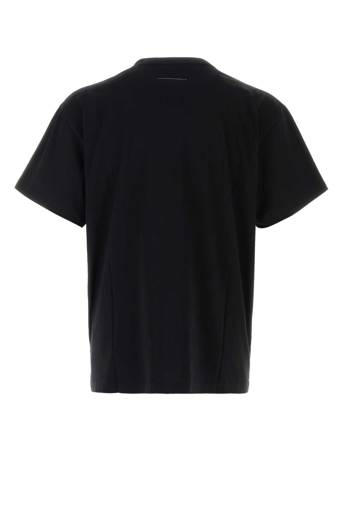 MM6 Maison Margiela Logo-Embroidered Cotton T-Shirt — Black, view 2