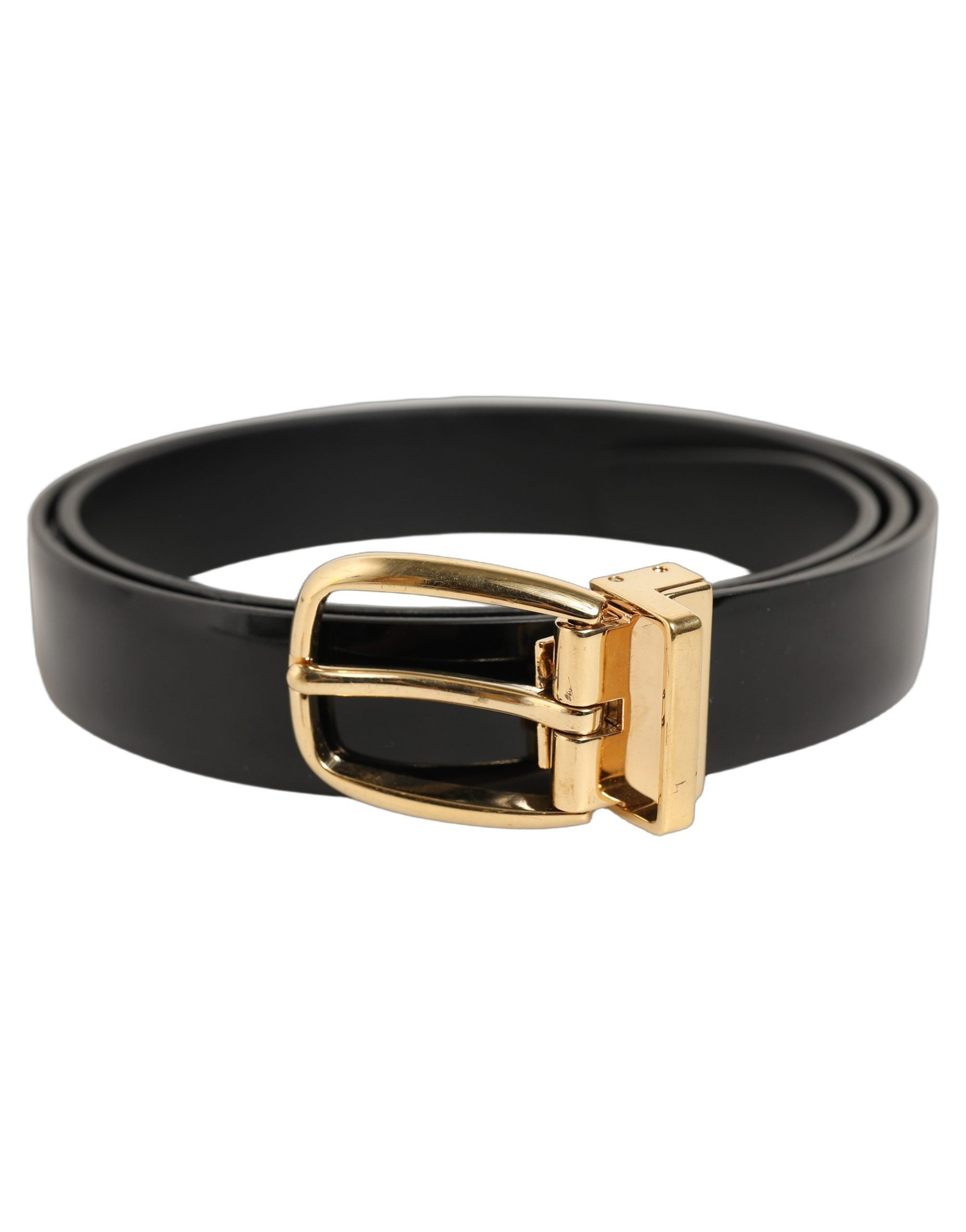 Dolce & Gabbana Leather with Gold-Tone Buckle Belt — Black by Dolce Gabbana
