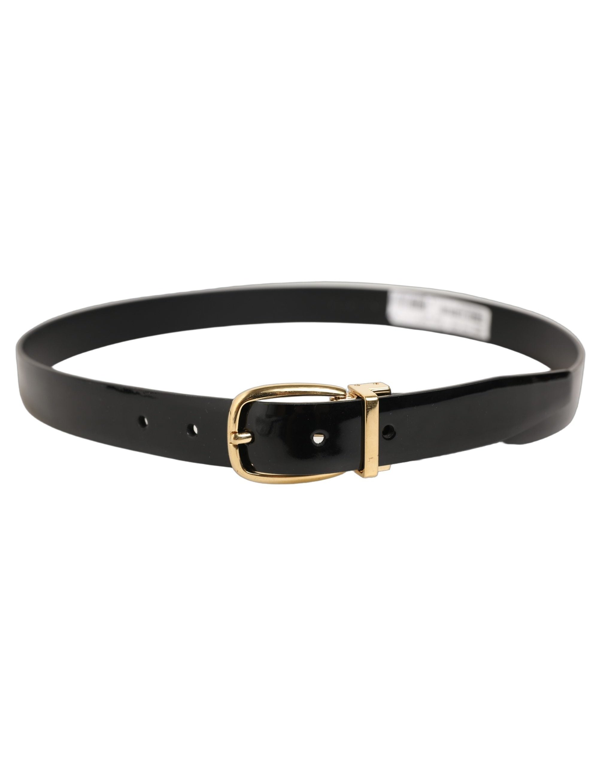 Dolce & Gabbana Leather with Gold-Tone Buckle Belt — Black, view 2