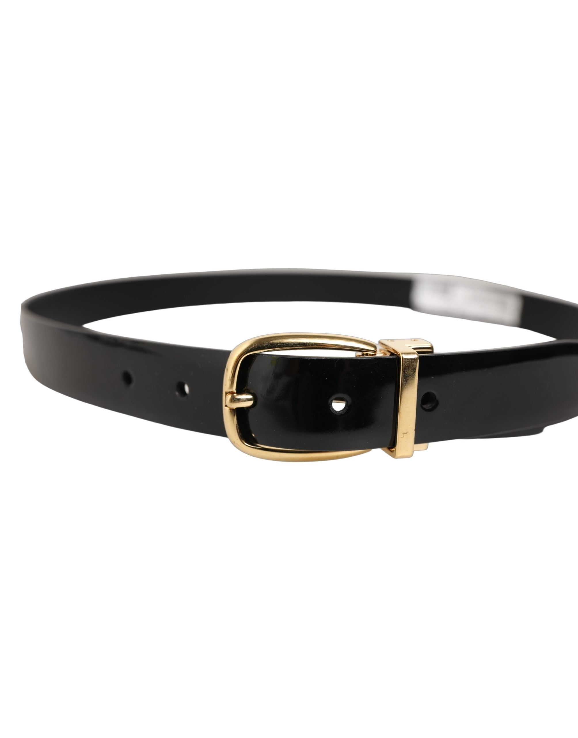 Dolce & Gabbana Leather with Gold-Tone Buckle Belt — Black, view 3