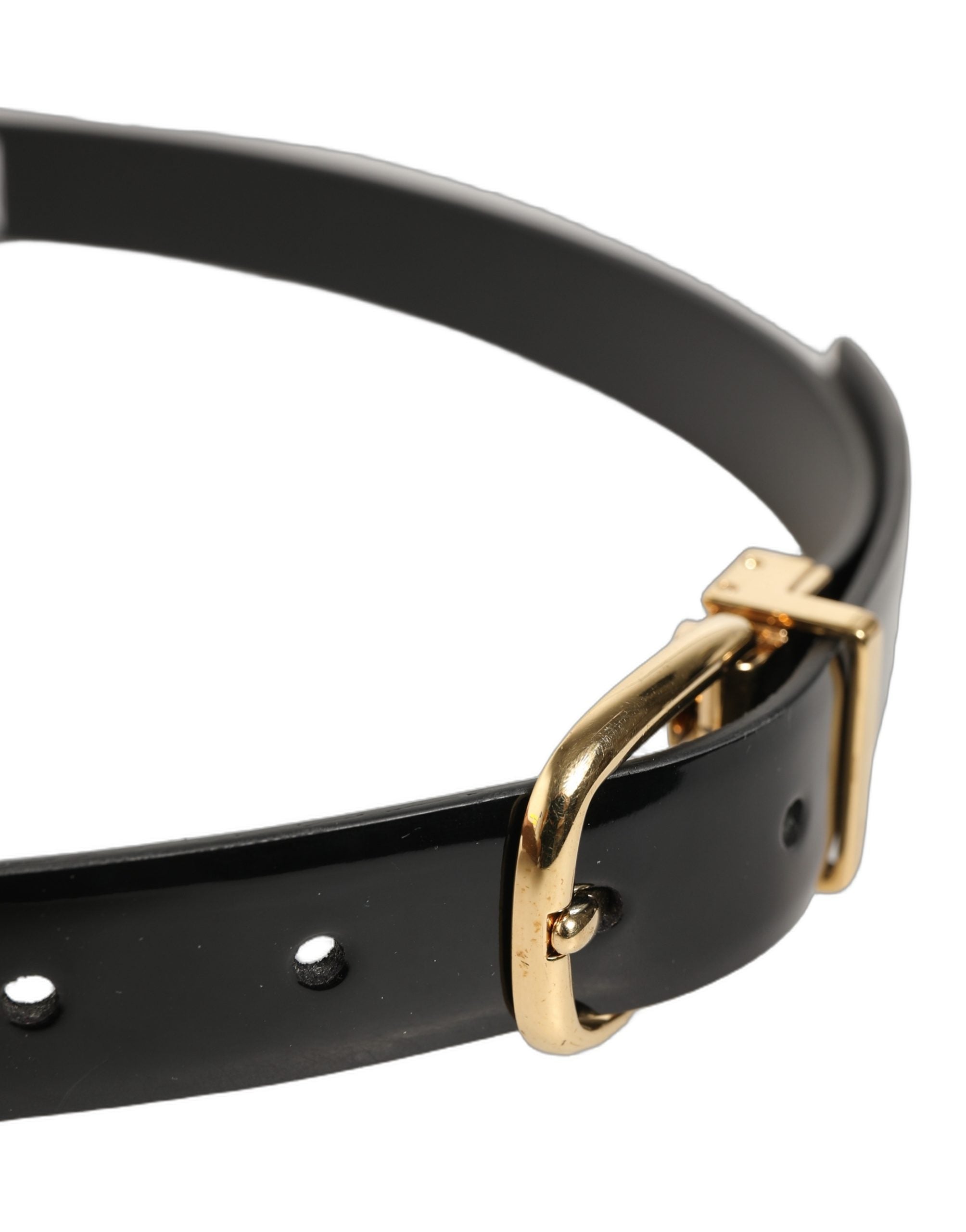Dolce & Gabbana Leather with Gold-Tone Buckle Belt — Black, view 4