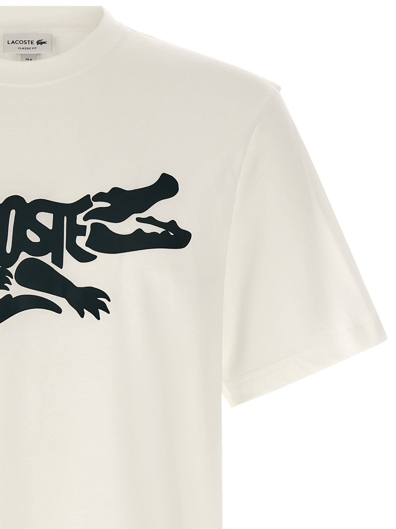 Lacoste Logo-Print Cotton T-Shirt — White, view 3