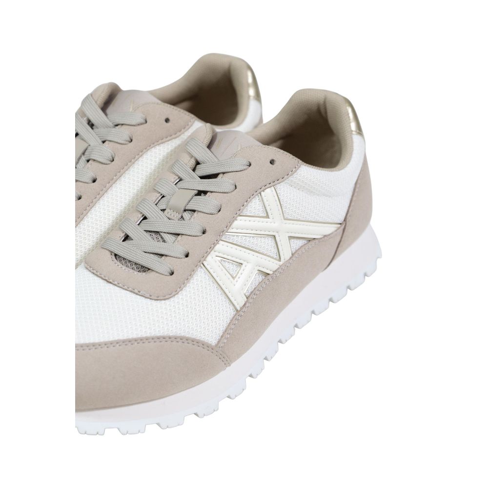 Armani Exchange Lightweight Polyester Sneakers — Beige, view 3