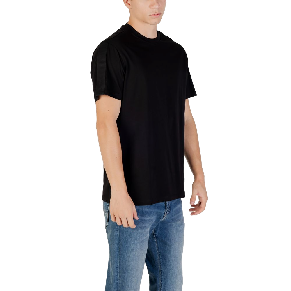 Armani Exchange Cotton Crew Neck T-shirt — Black, view 3