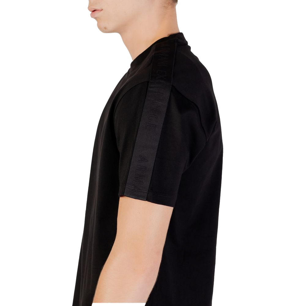 Armani Exchange Cotton Crew Neck T-shirt — Black, view 5
