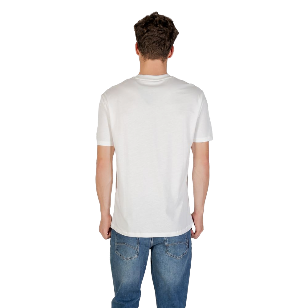 Armani Exchange Logo-Embroidered Cotton T-Shirt — Cream, view 2