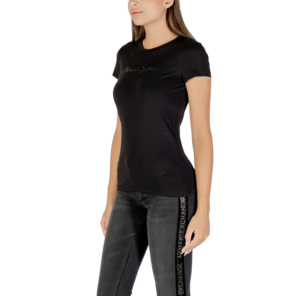 Armani Exchange Logo-Embroidered Cotton T-Shirt — Black, view 2