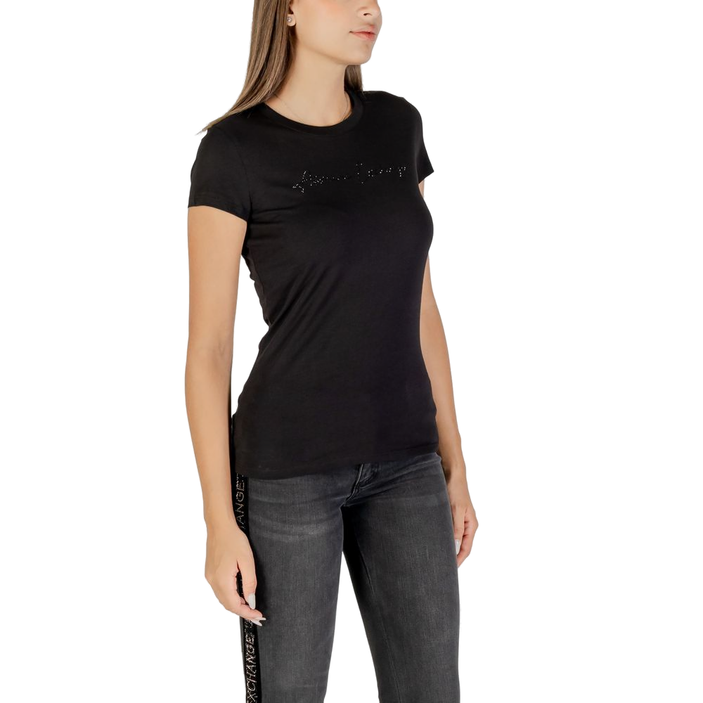 Armani Exchange Logo-Embroidered Cotton T-Shirt — Black, view 3