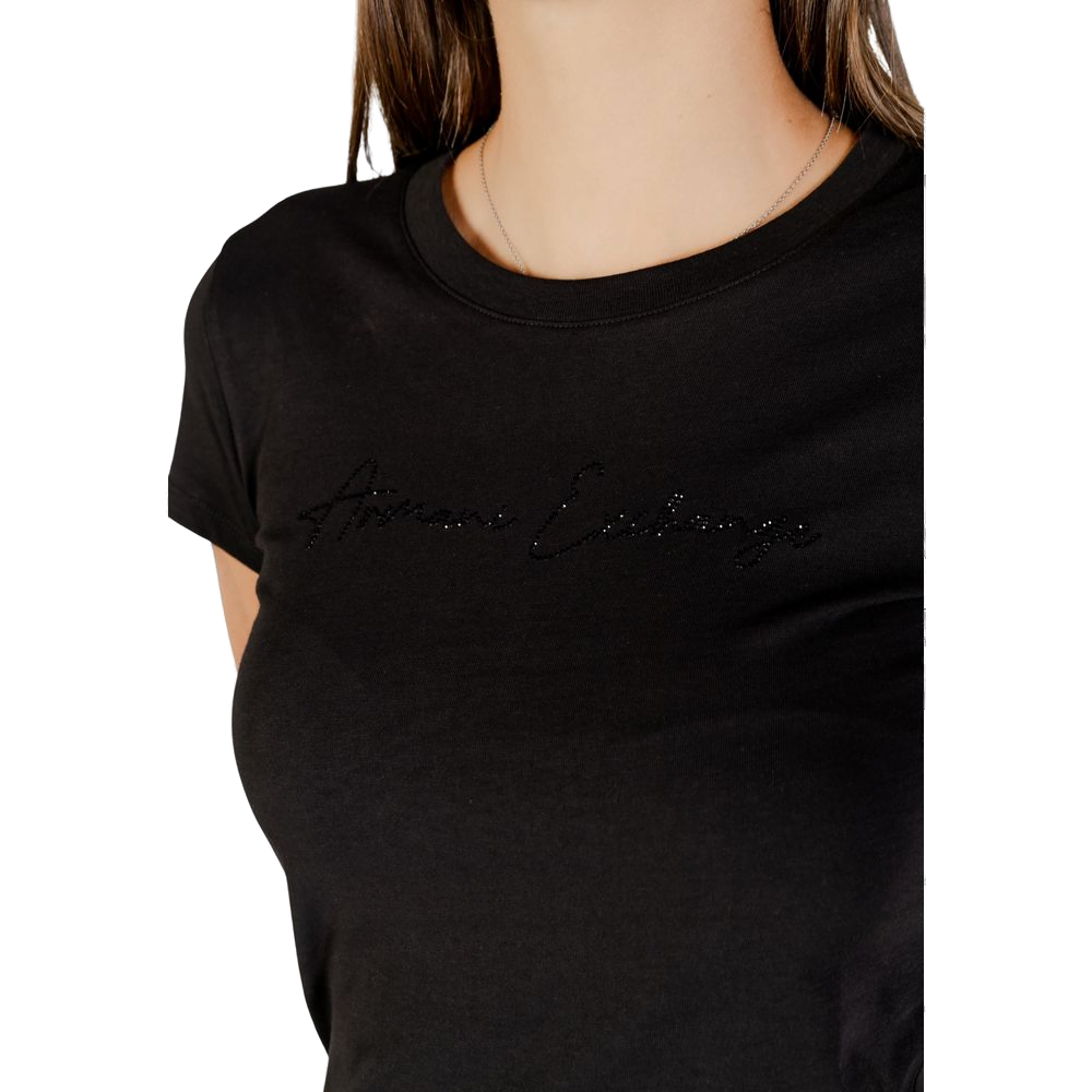 Armani Exchange Logo-Embroidered Cotton T-Shirt — Black, view 5