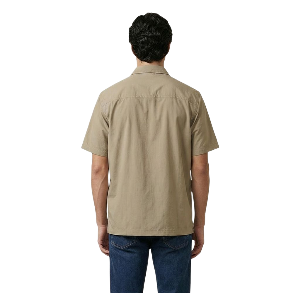 Armani Exchange Short-Sleeve Cotton Shirt — Beige, view 5