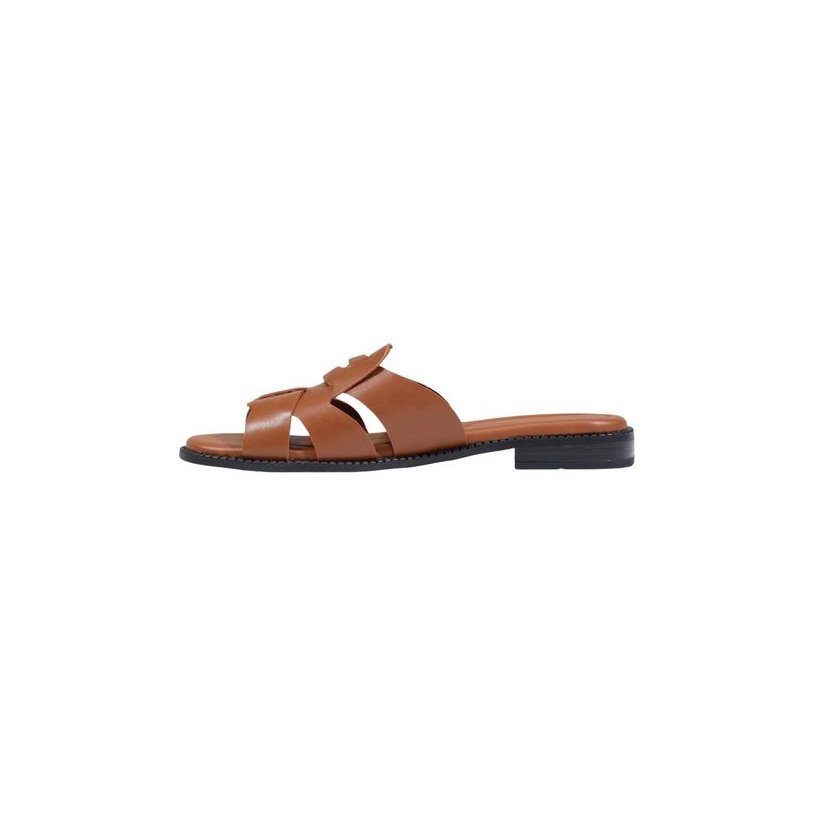 Tommy Hilfiger Leather Crossover Sandals — Brown, view 4