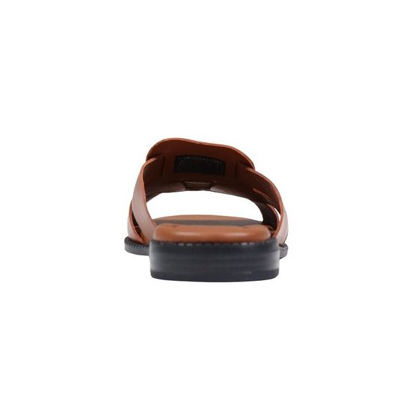 Tommy Hilfiger Leather Crossover Sandals — Brown, view 5