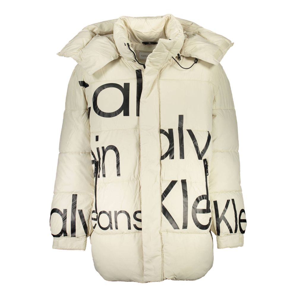 Calvin Klein Logo-Print Recycled Polyester Down Jacket — Beige by Calvin Klein