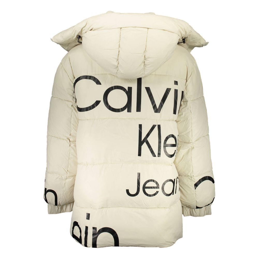 Calvin Klein Logo-Print Recycled Polyester Down Jacket — Beige, view 2
